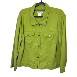 Coldwater Creek Womens Petite Sz PL Button Front Tencel Jacket Green Lightweight